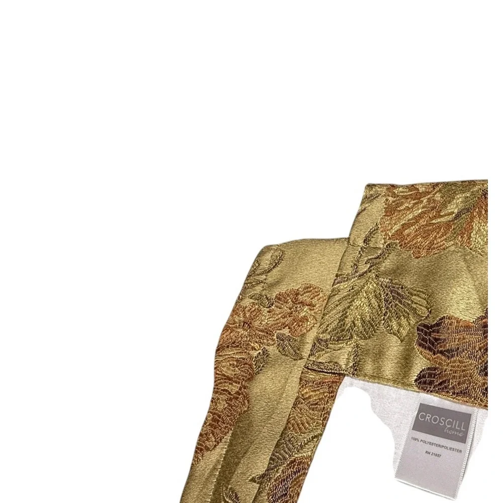 Single Croscill Olimpia Curtain Drape 1 Panel Gold Satin Embroidered Floral 86